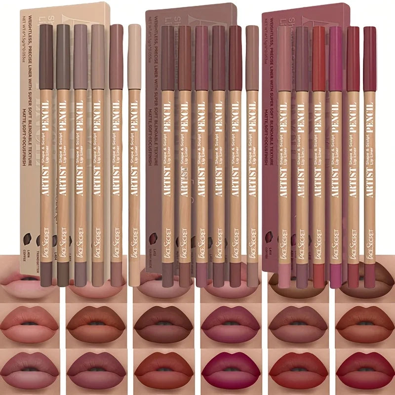 Velvet Matte Lip Liner Set – Long-Lasting 6-Piece Collection