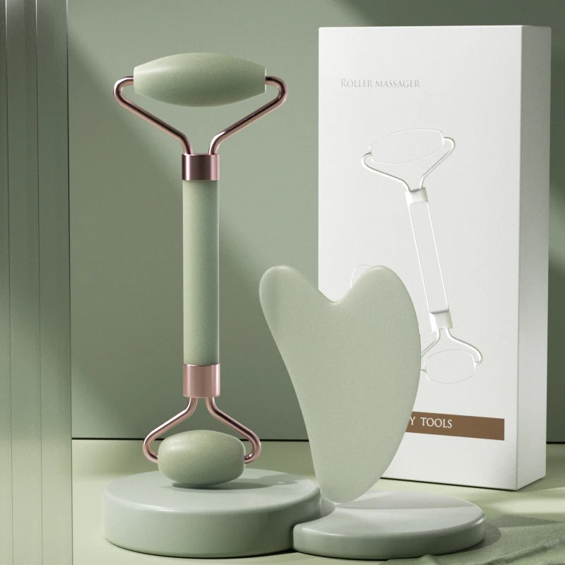 LumenVitta™ Quartz Facial Sculpt Roller & amp; Gua Sha Set