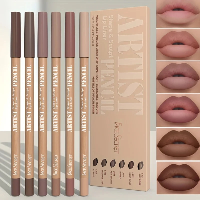 Velvet Matte Lip Liner Set – Long-Lasting 6-Piece Collection